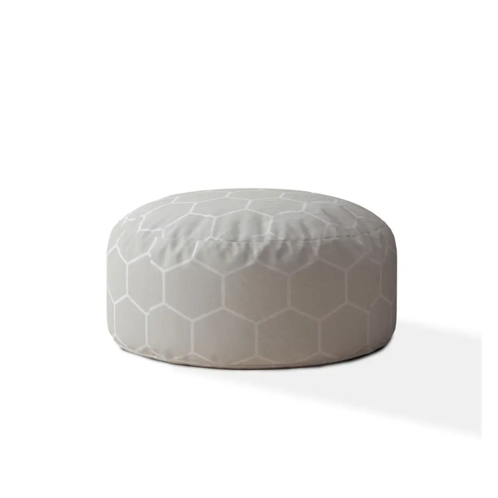 Indoor Honeycomb Light Grey Round Zipper Pouf Cover Only 24In Diameter usa made pillow and pouf