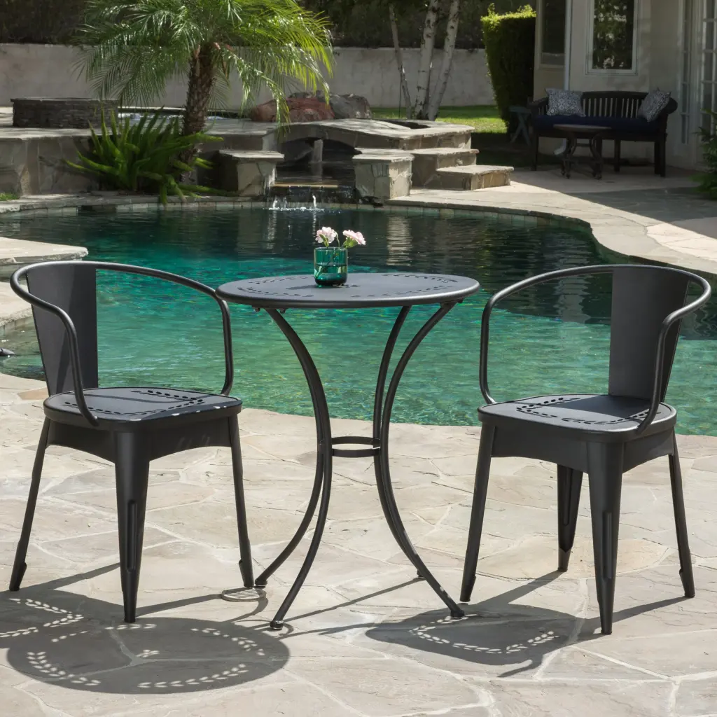 Lourdes 3 Pc Kd Metal Set Black Iron Modern Furniture Assembly Required nh-gardenpara