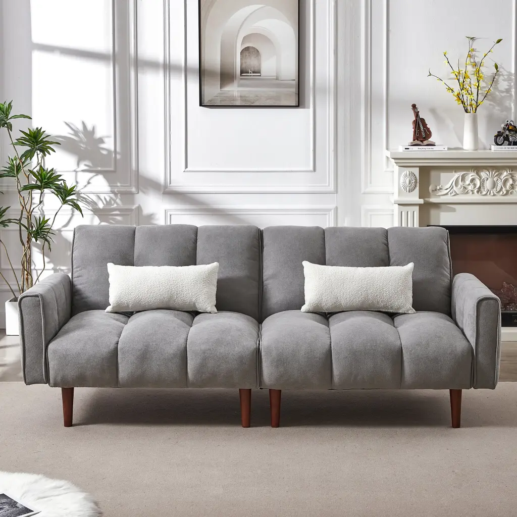 Convertible Futon Sofa Bed Adjustable Couch Sleeper Modern Fabric Living Room Furniture meiting furniture