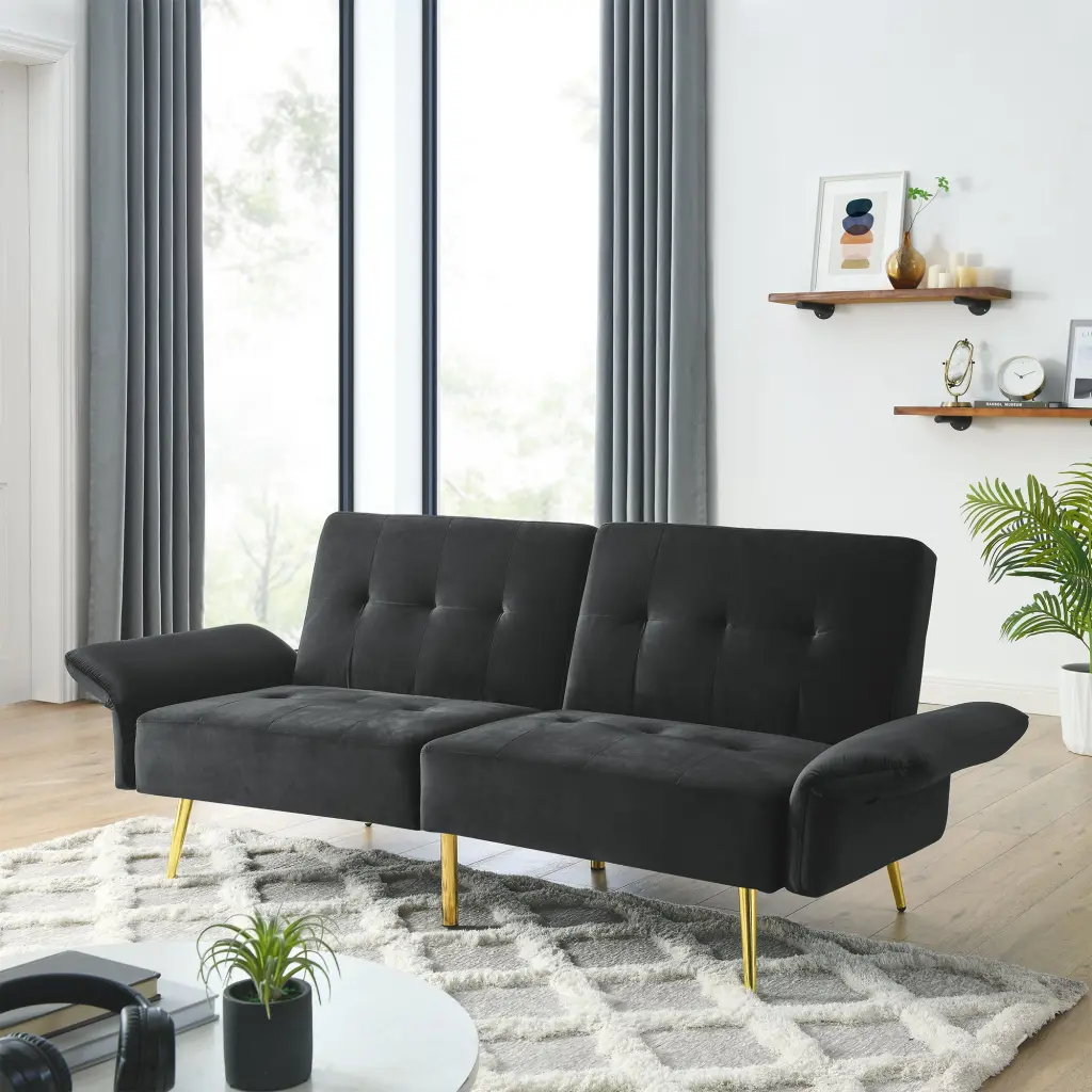 78 Inch Italian Velvet Futon Sofa Bed Convertible Sleeper Loveseat Couch dg chuang ying