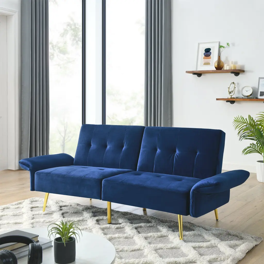 78 Inch Italian Velvet Futon Sofa Bed Convertible Sleeper Loveseat dg chuang ying