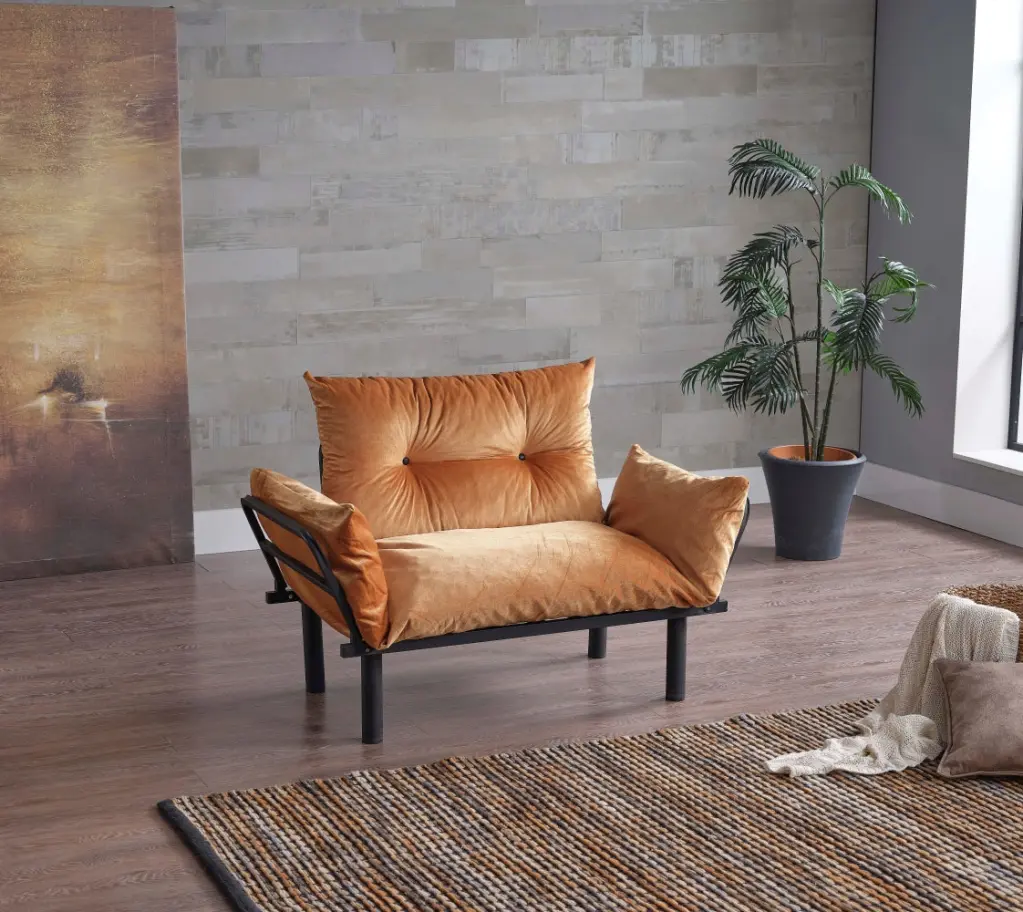 Sona Futon Beautiful Seat Mustard Metal Frame furnia