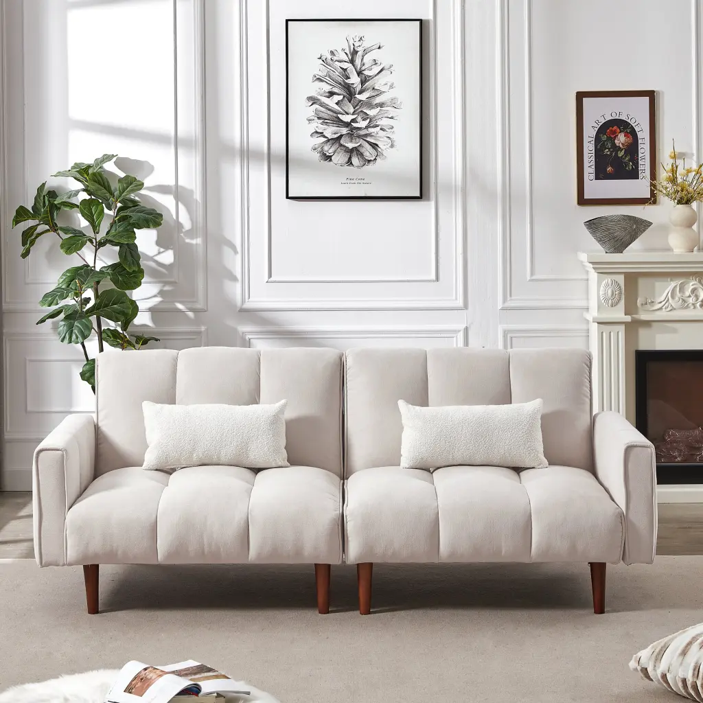 Convertible Futon Sofa Bed Adjustable Couch Sleeper Modern Fabric Living Room Furniture meiting furniture