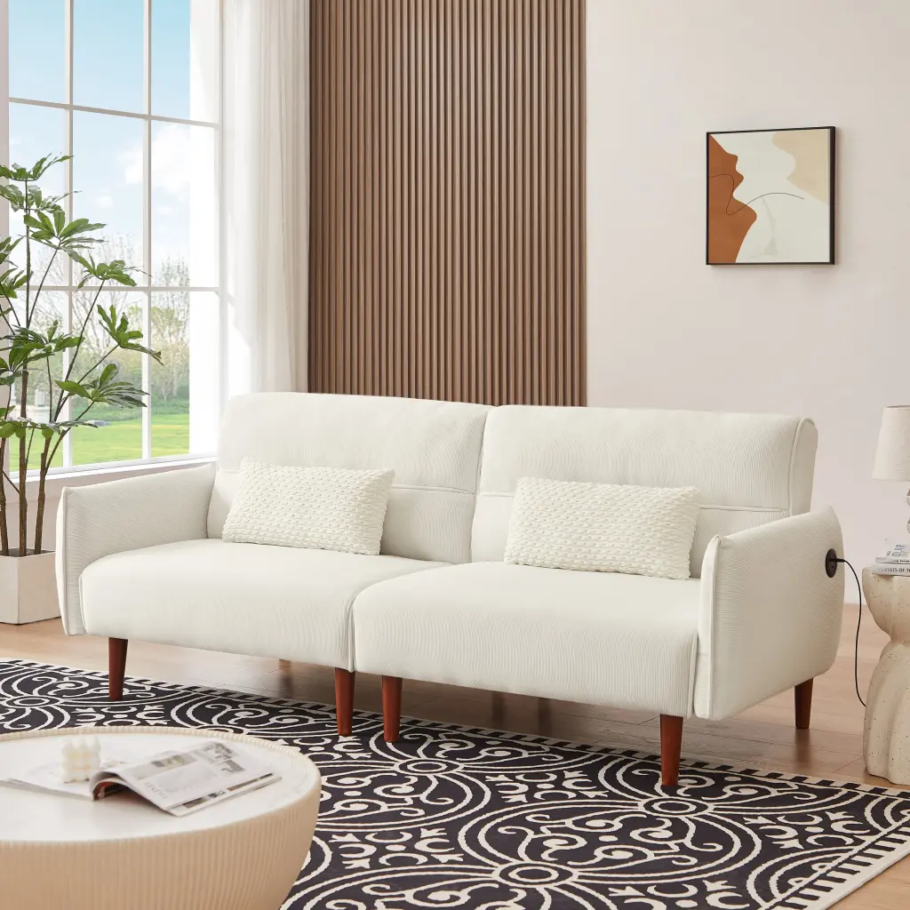Convertible Futon Sofa Bed Adjustable Couch Sleeper Modern Couch Small Spaces meiting furniture