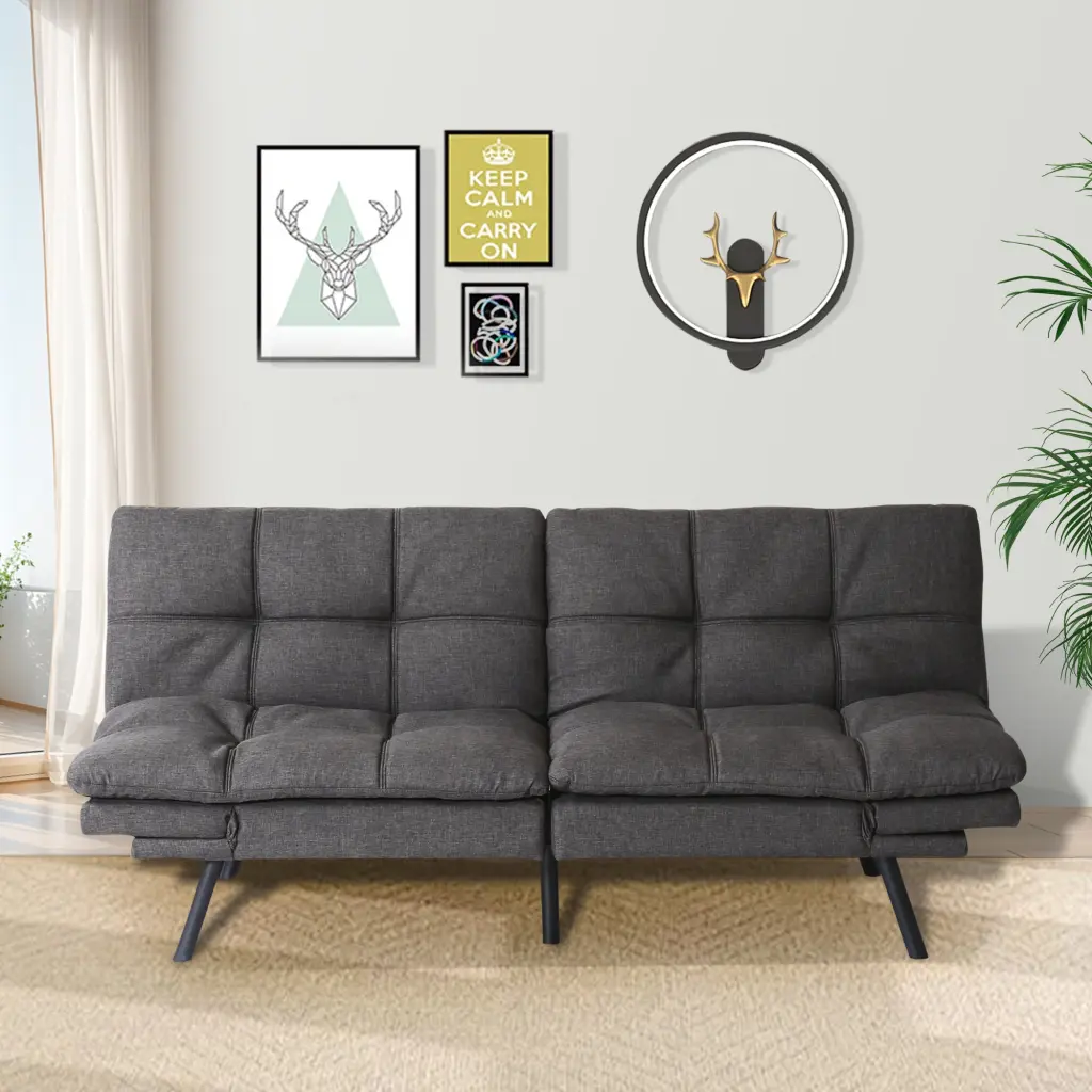 Futon Sofa Bed Adjustable Backrests Sleeper Couch Adjustable Positions singularity