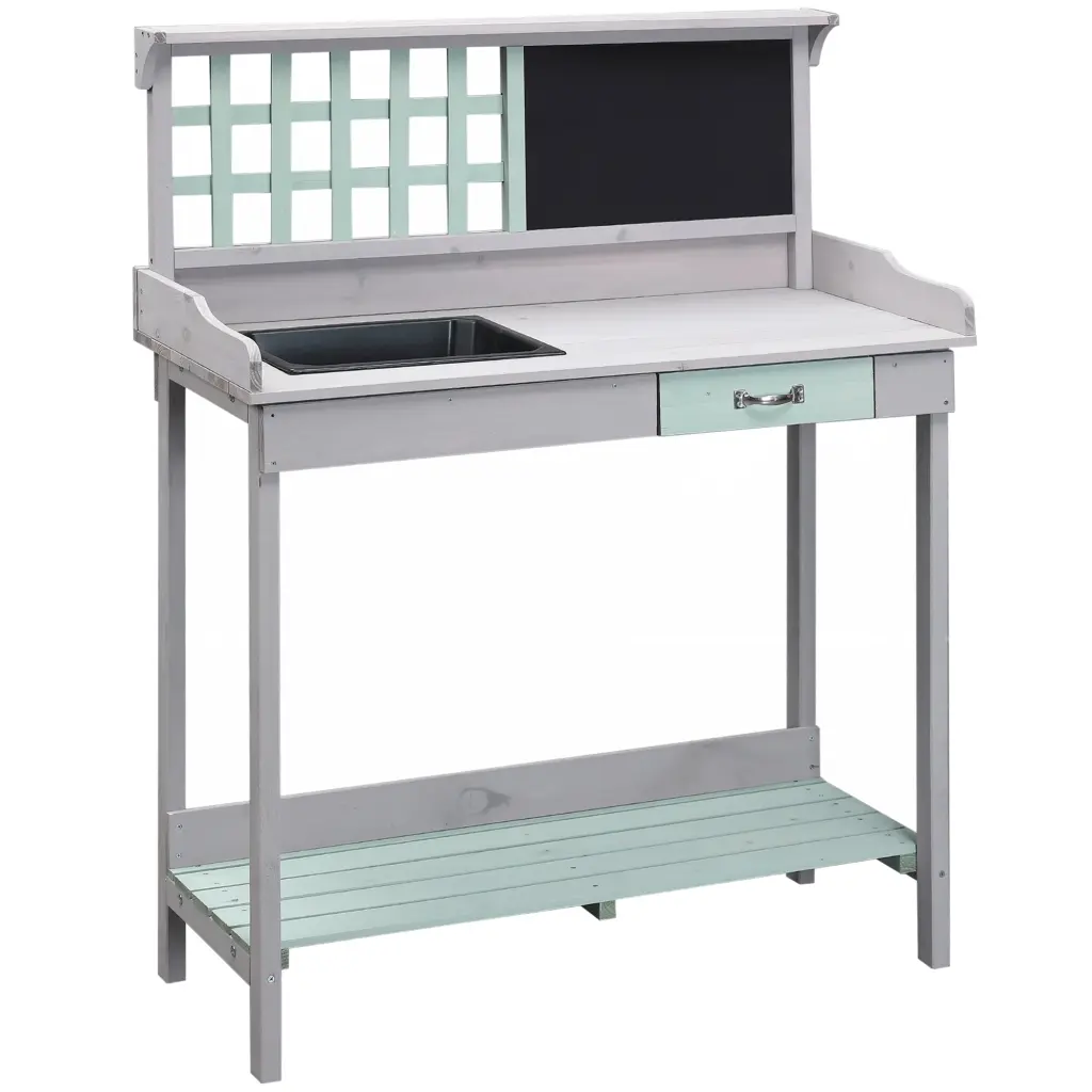 Outsunny Outdoor Wooden Potting Bench Table Removable Sink Garden aosom business