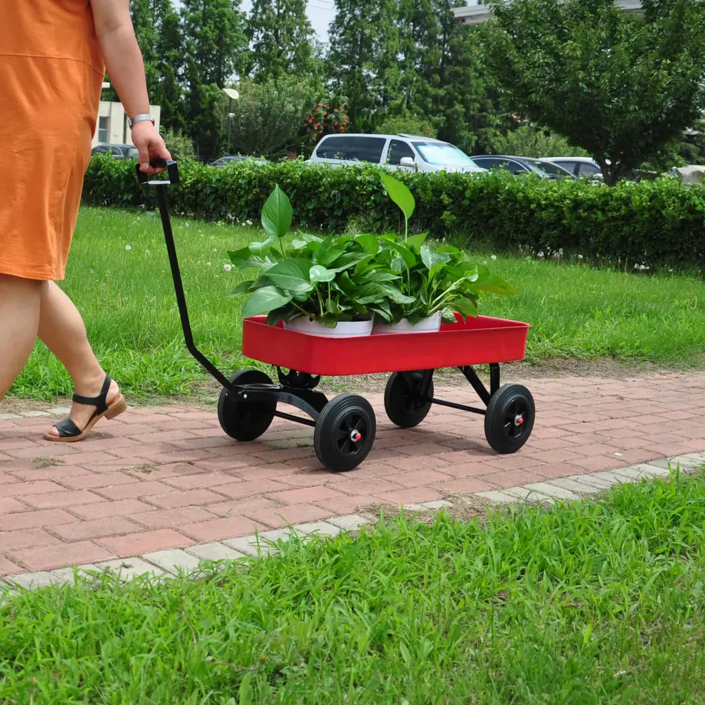 Garden Cart Reunion Railing Solid Wheels All Terrain Cargo Wagon Handle qdxfl