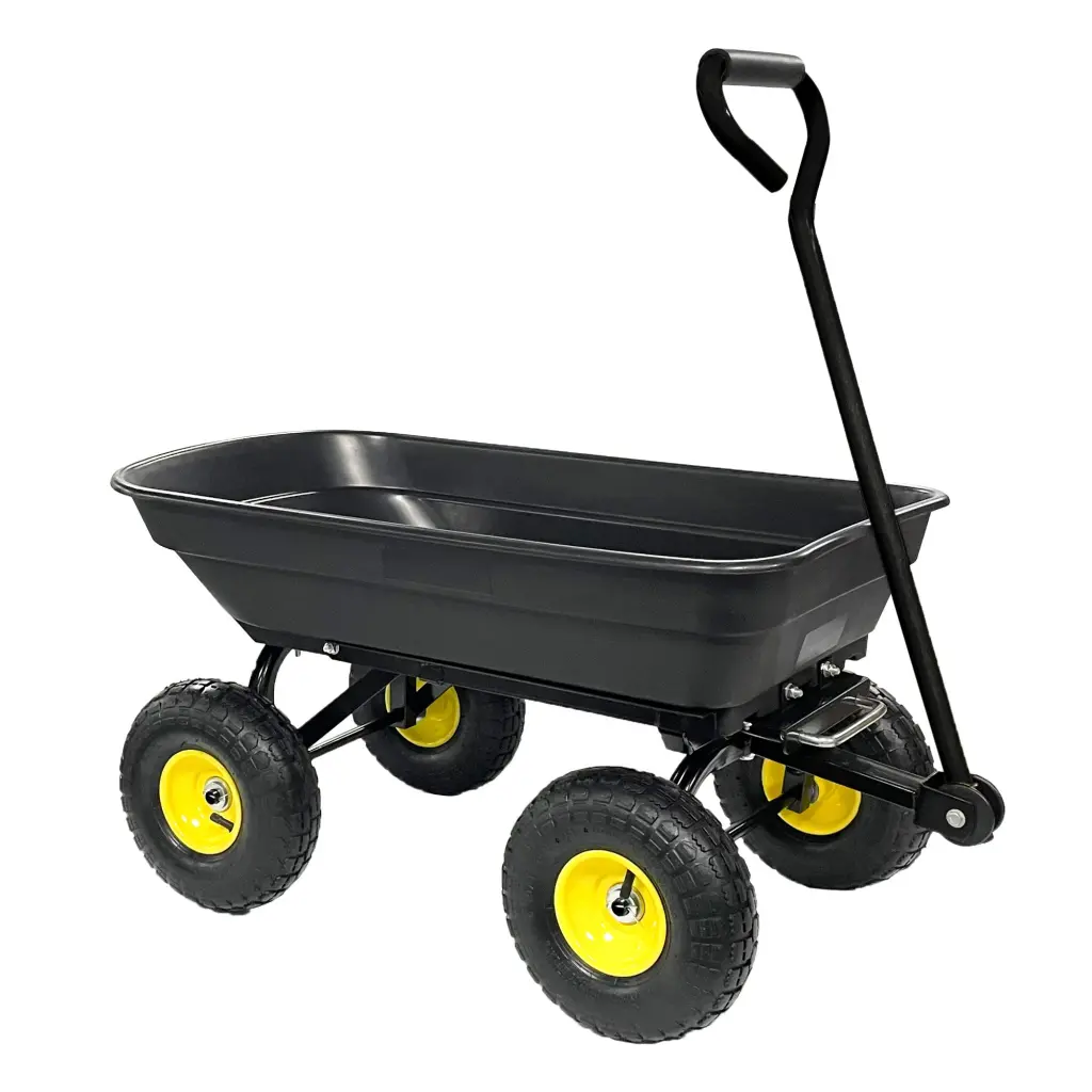 Folding Car Poly Garden Dump Truck Steel Frame 10 Inches Pneumatic Wheels hengbo store