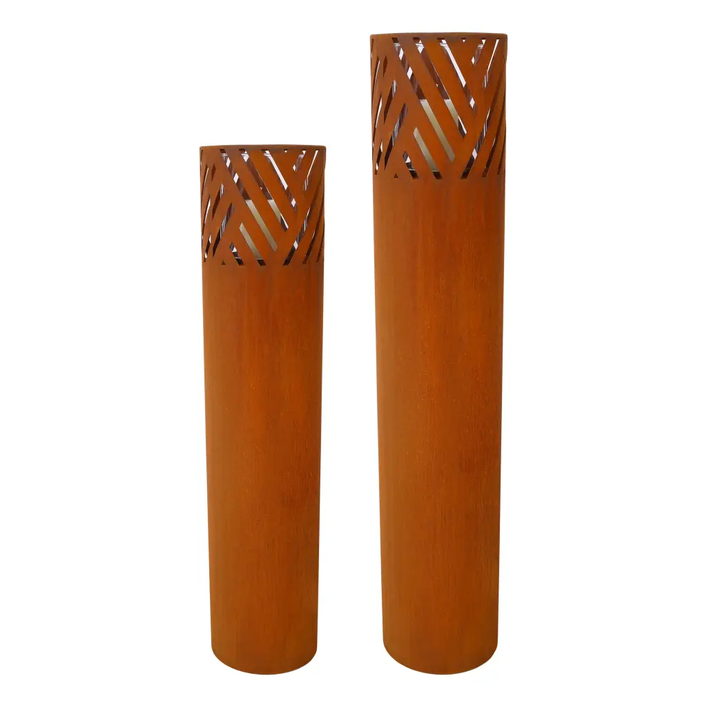 Lantern Column Set 2 Decorative Column Garden Rust Industr g-h