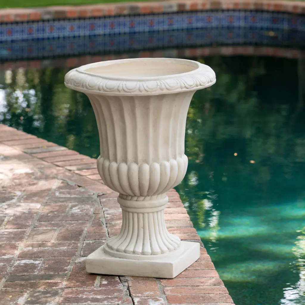 Italian Urn Antique White Magnesium Oxide Decorative Garden Planter nh-bc furniturings