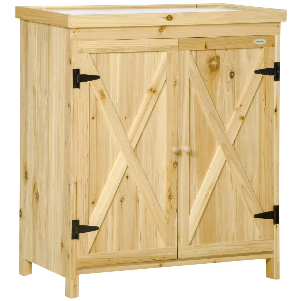 Outsunny Galvanized Top Outdoor Garden Storage Cabinet Tool Shed aosom business