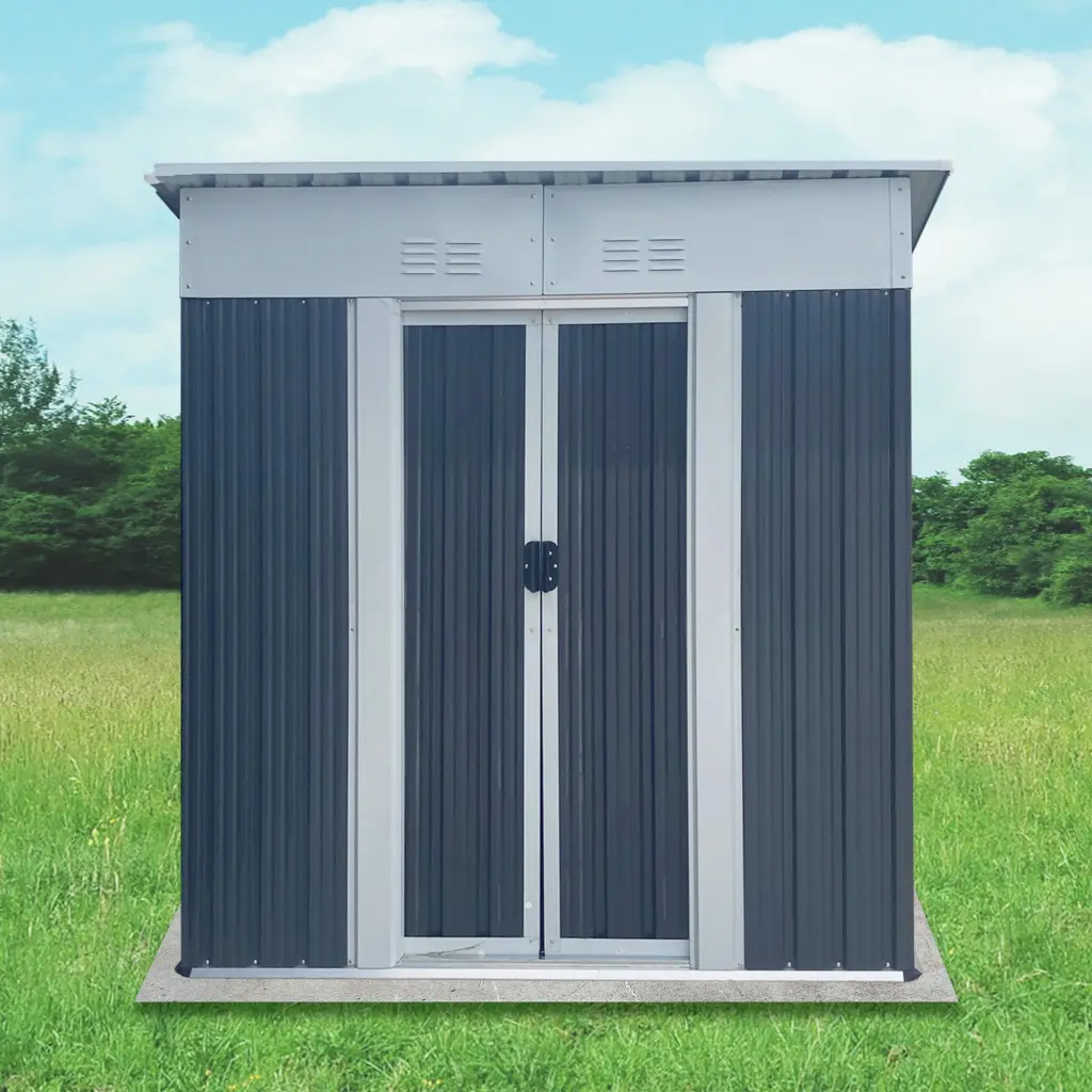 5Ft X 3Ft Pent Roof Grey Outdoor Tool Bike Storage Garden Shed rnb