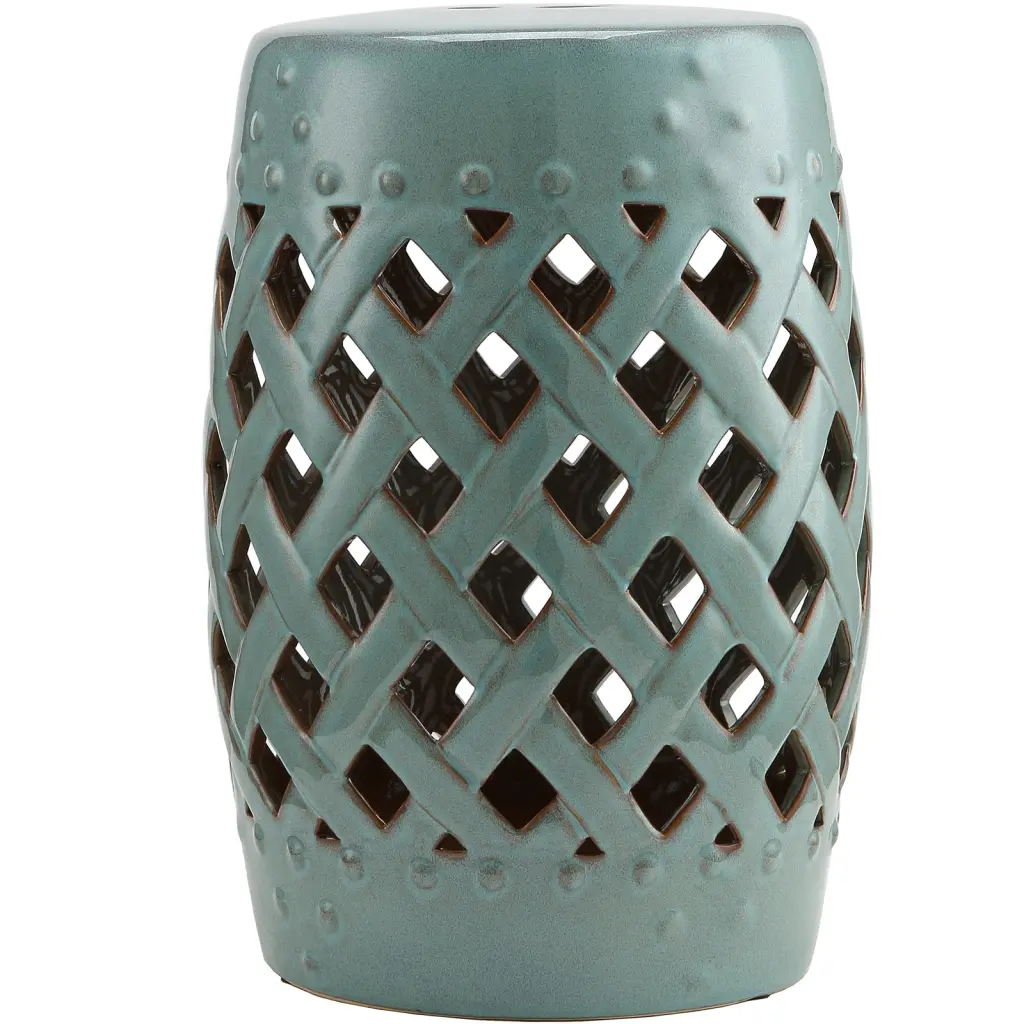 Outsunny 13 X 18 Inch Ceramic Garden Stool Woven Lattice Design aosom business