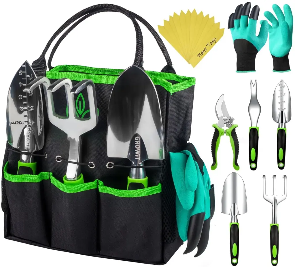 Heavy Duty Garden Tools 10 Pieces Set Black Metal Gardening Kit w2181
