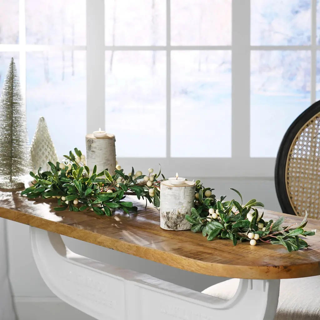 54 Inch Snowberry Green Garland White Green Plastic Decorative Garland nh-bc furniturings