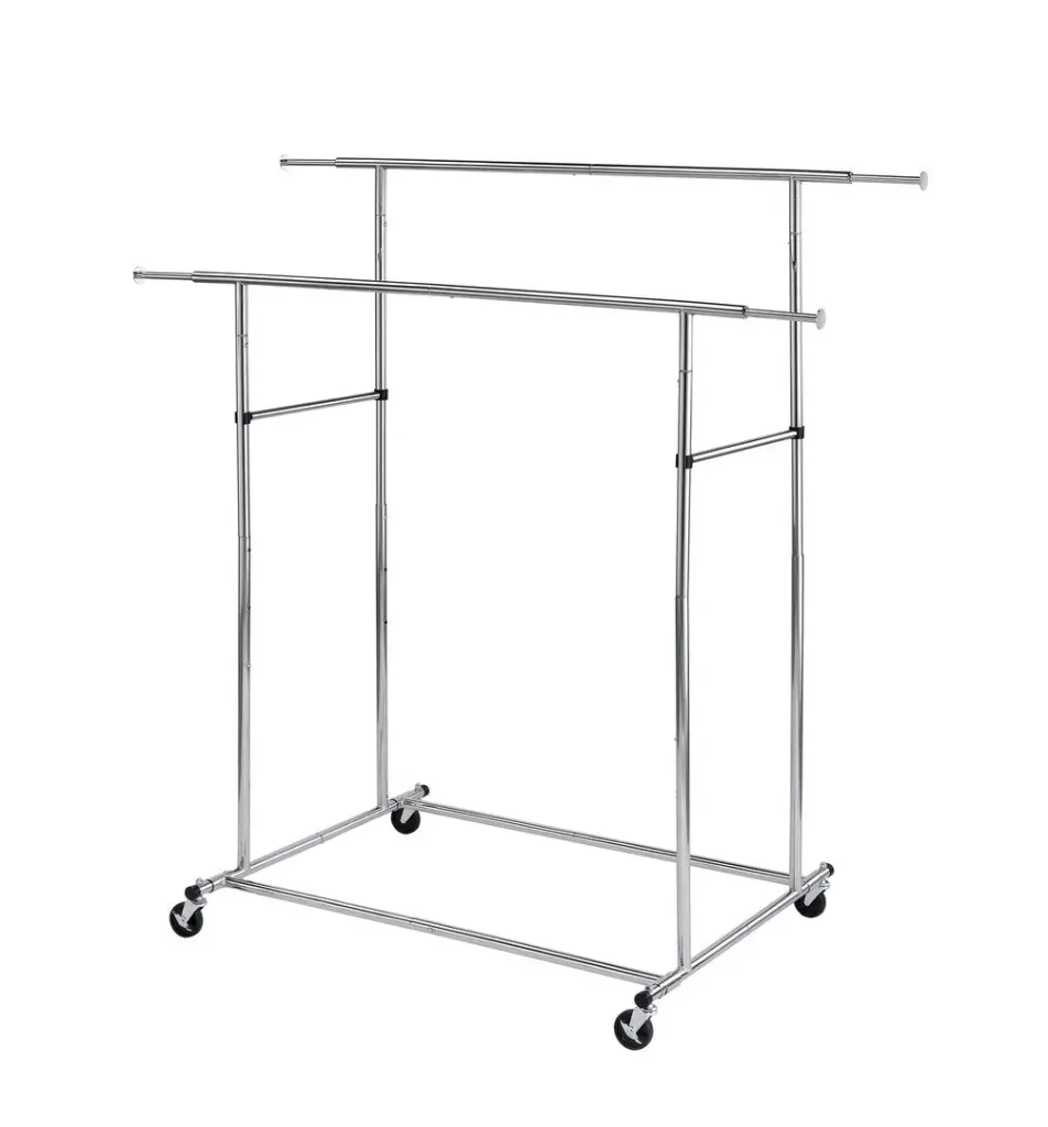 65 Inch Dual Bar Adjustable Industrial Garment Rack Chrome Metal california home