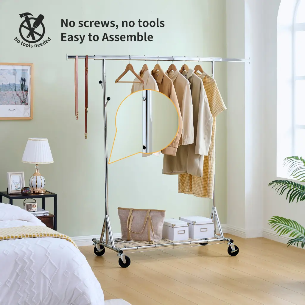 Heavy Duty Rolling Clothes Rack 600Lbs Capacity Garment Rack Wheels rnb