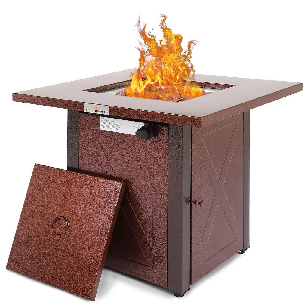 28 50000 BTU Outdoor Propane Gas Fire Pits Table Square Brown Textured Finish w944 legacy heating
