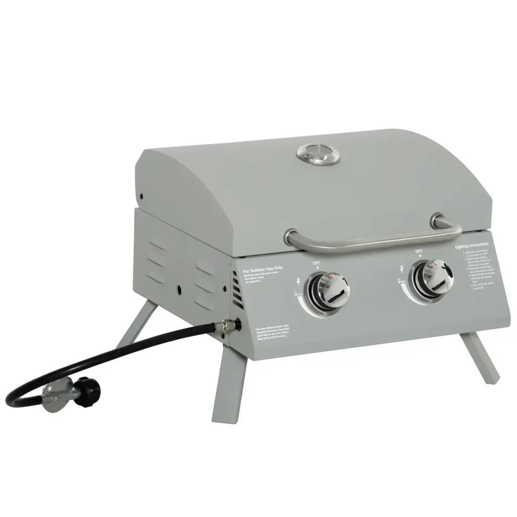 Outsunny 2 Burner Propane Gas Grill Portable Tabletop BBQ Outdoor Cooking aosom business