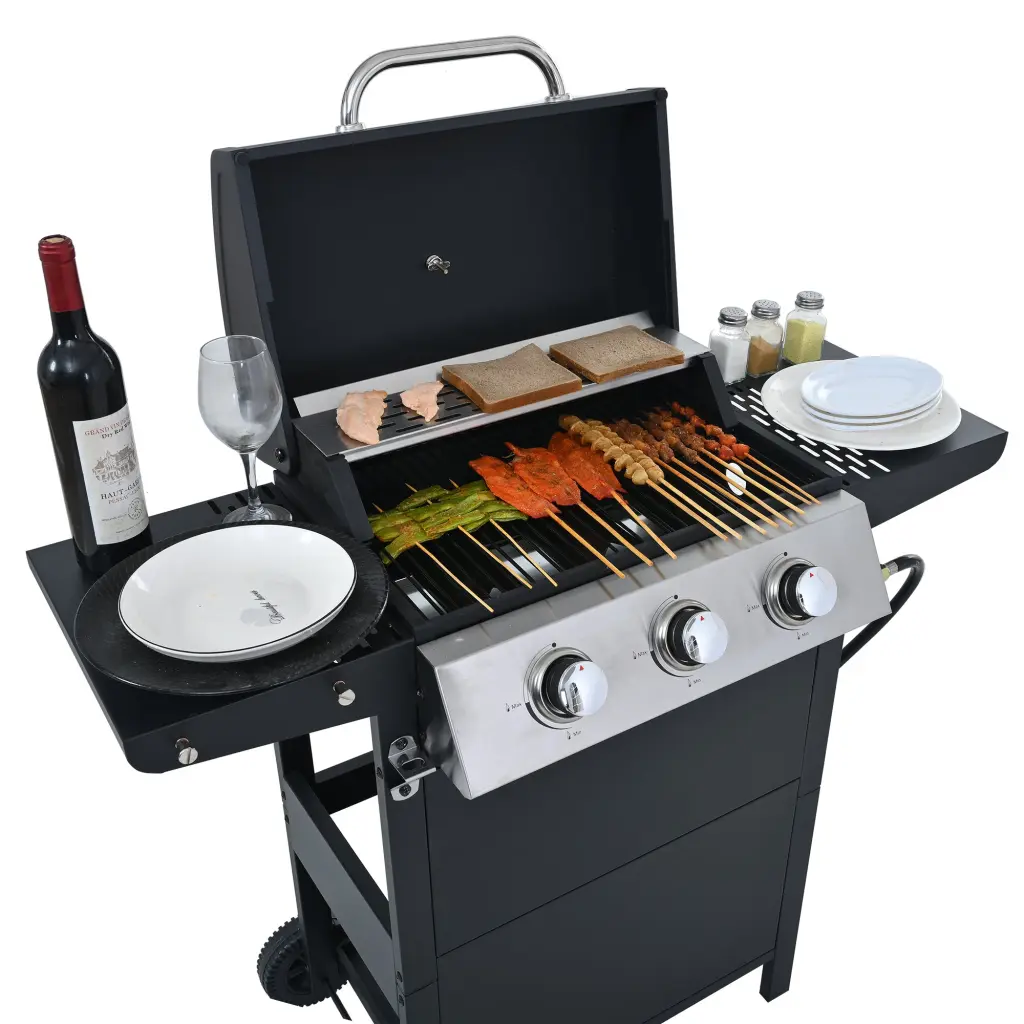 Propane Gas Grill 4 Burner Stainless Steel 34000 BTU Barbecue Grill g-h gazebo-pet supplies
