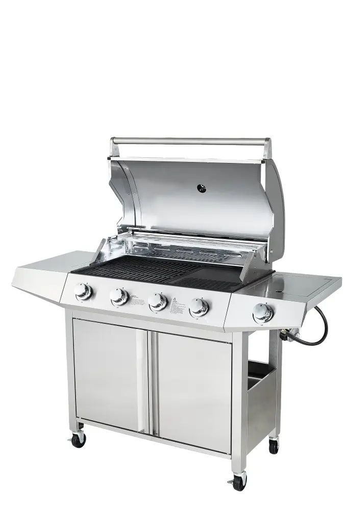 4 Burner Stainless Steel Propane Gas Grill Barbecue Grill Silver w1953