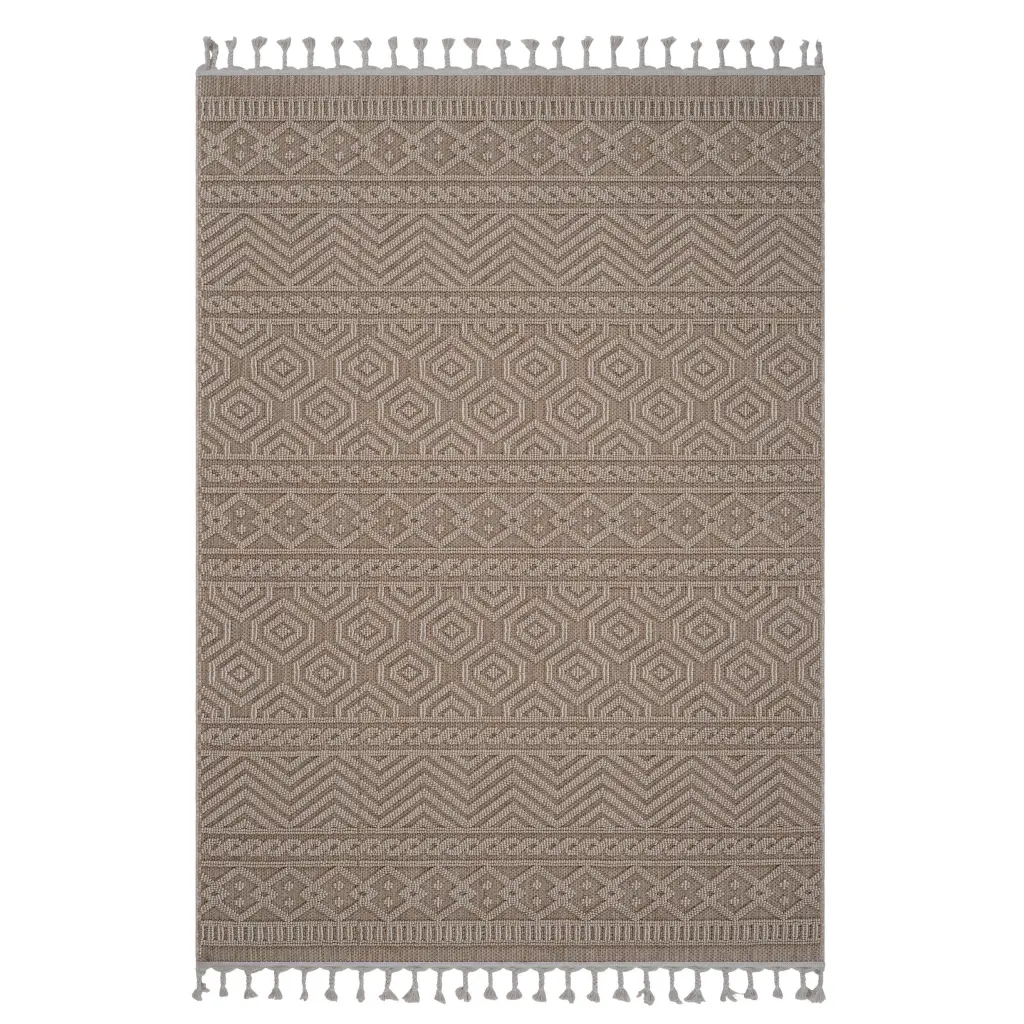 8x10 Mocha Geometric Indoor Outdoor Area Rug Polypropylene naar rug