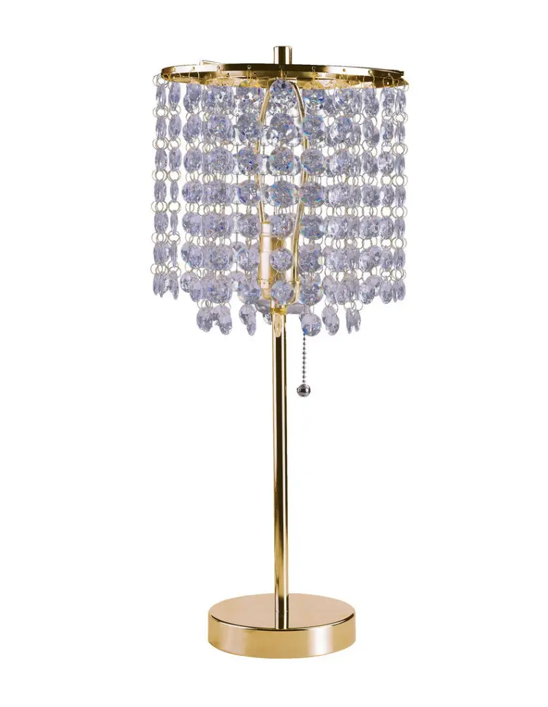 20.25 Inches Tall Deco Glam Metal Table Lamp Gold Finish and Crystal california home