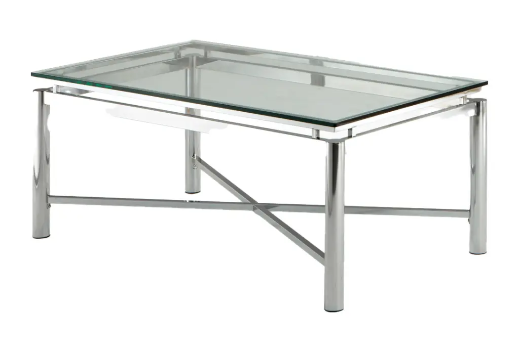 Nora Coffee Table Clear Glass Top Stainless Steel Frame Modern Design steve silver furniture