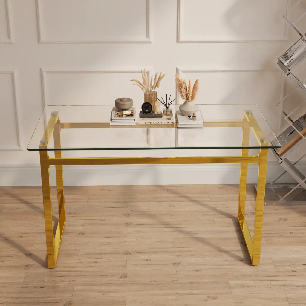 Modern Minimalist Rectangular Glass Dining Table 4-6 0.31" Tempered Glass nuoli furniture