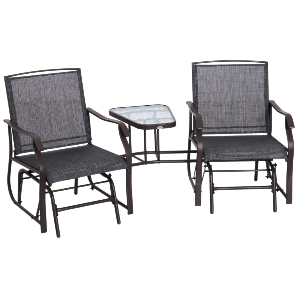 Outsunny Outdoor Glider Chairs Coffee Table Patio 2 Seat Rocking Bench Set aosom business