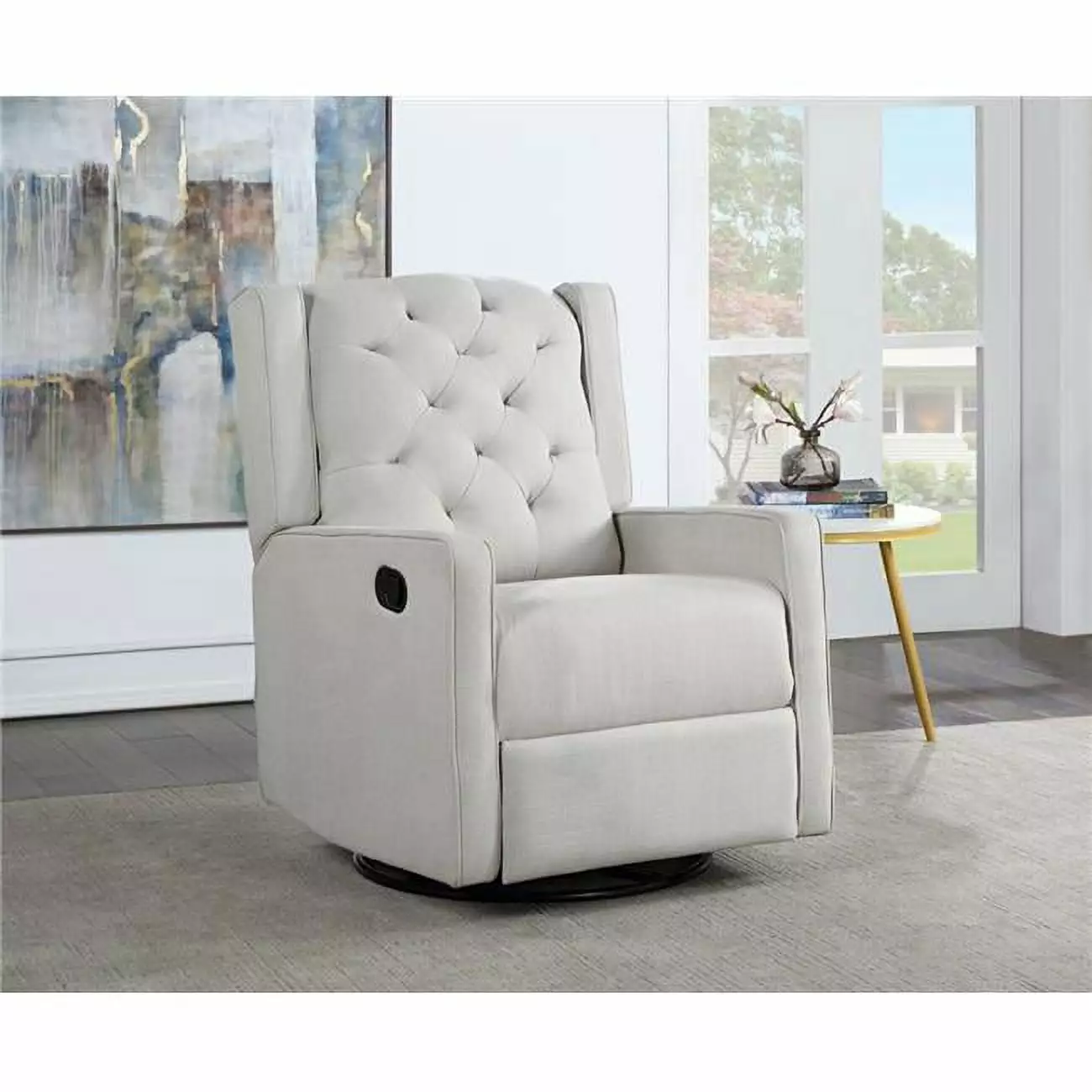 Ava Swivel Glider Recliner Chair Gray Upholstered Rocker Recliner Nursery Living Room Lauren Ralph Lauren