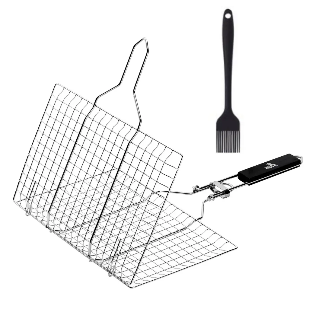 Stainless Steel Grill Basket Outdoor Fish and Vegetable Grilling w2181