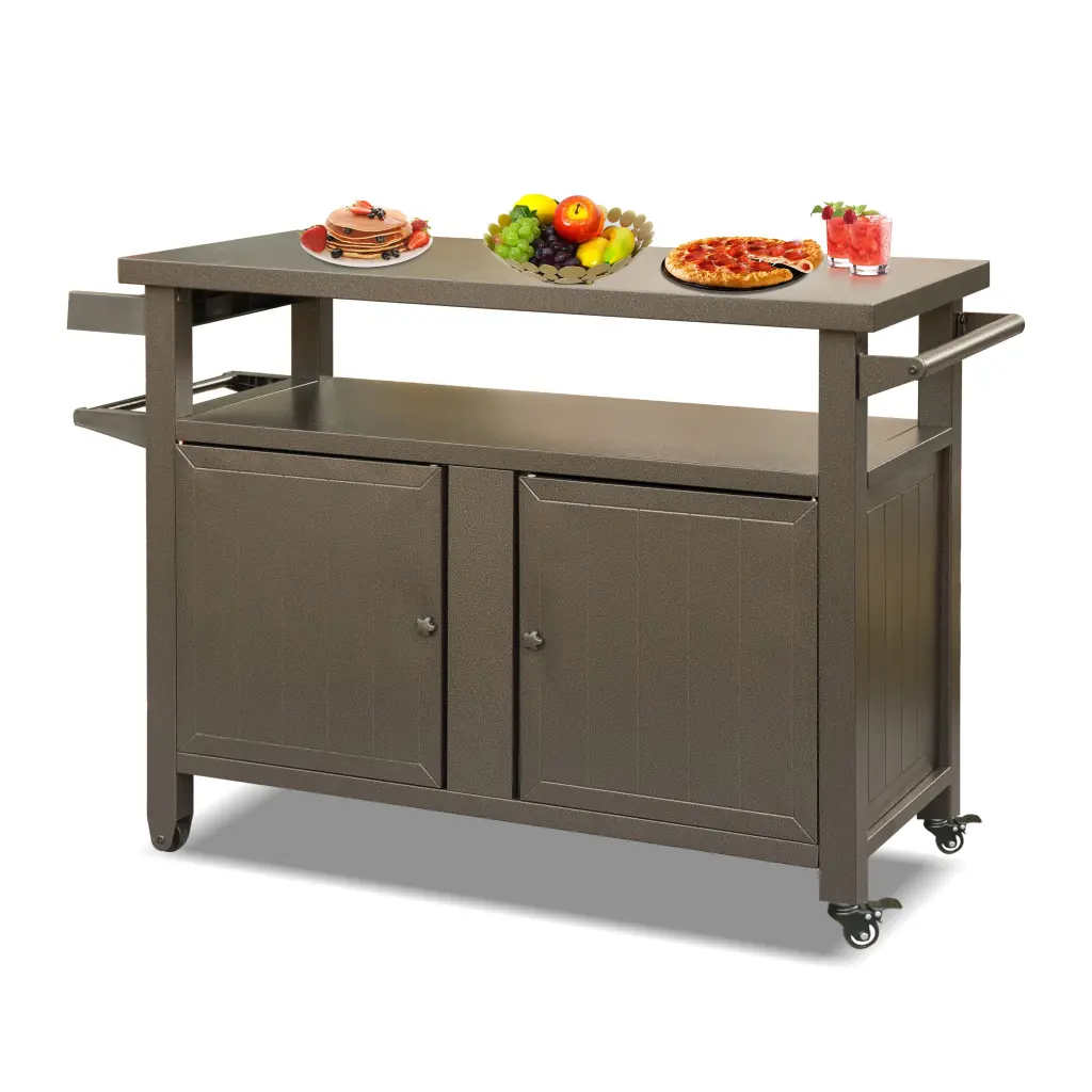 Grill Carts Outdoor Storage Cabinet Wheels Metal Outdoor Grill Table crefise patio life