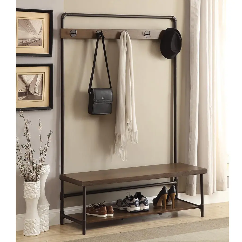 Chestnut Dark Bronze Hall Tree 5 Coat Hooks Brown Primary Living furniture max