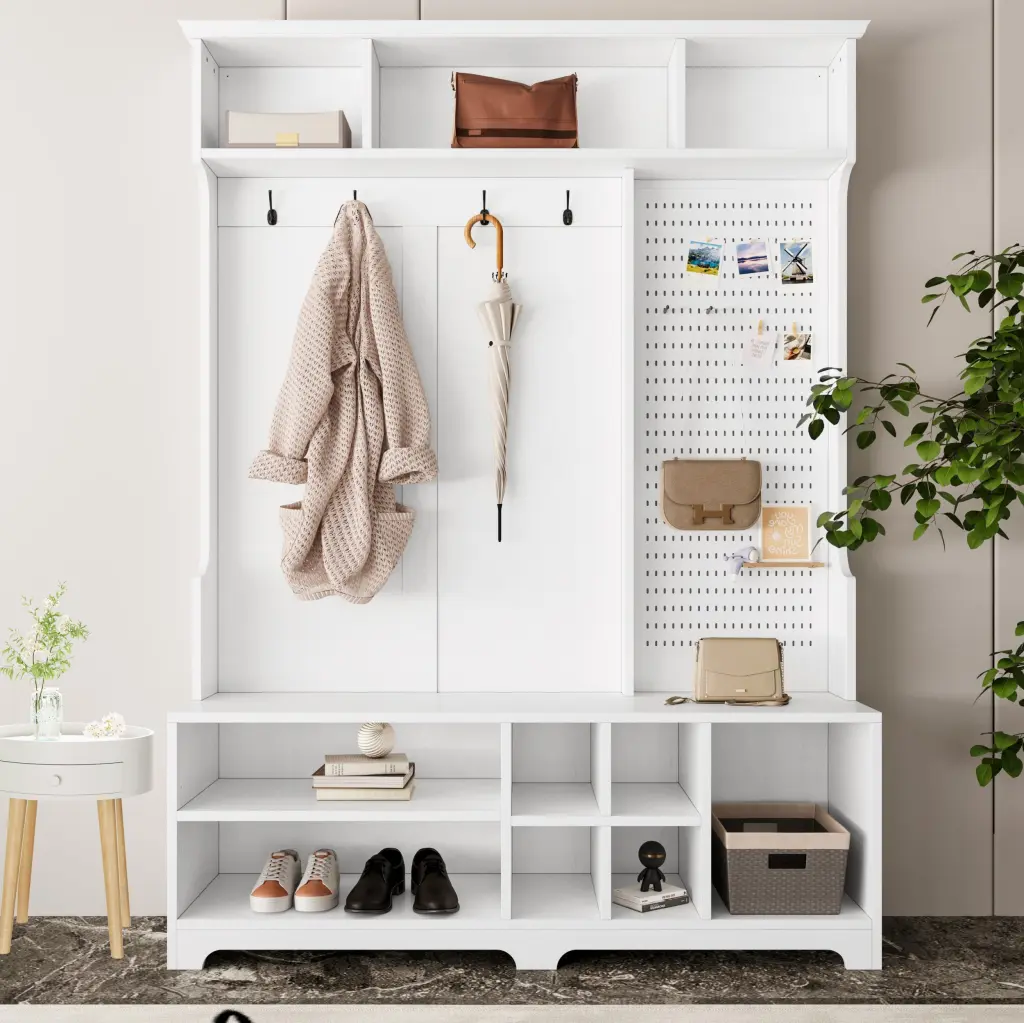 Hall Tree Shoe Bench Coat Rack Shoe Storage Storage Shelves Entryway Organizer rnb