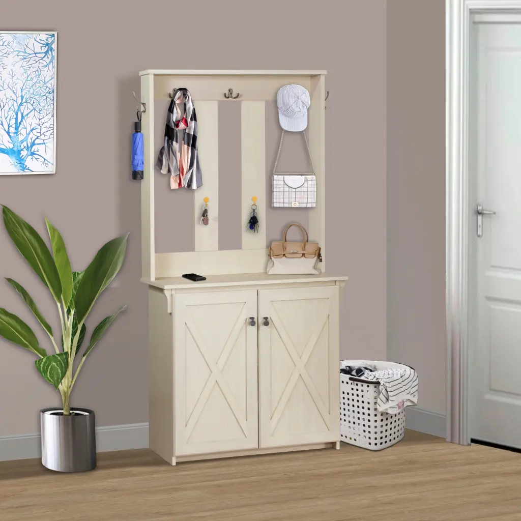 Classic Antique White Hall Tree Storage And Bench Entryway Furniture Shoe Organizer singularity