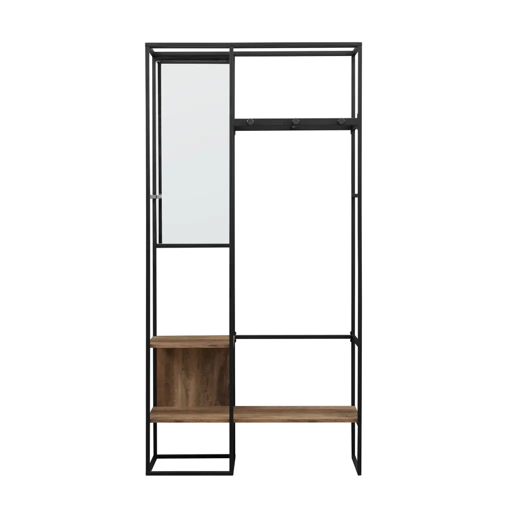 Modern Metal and Wood Hall Tree Hanging Storage Rustic Oak Entryway Organizer walker edison