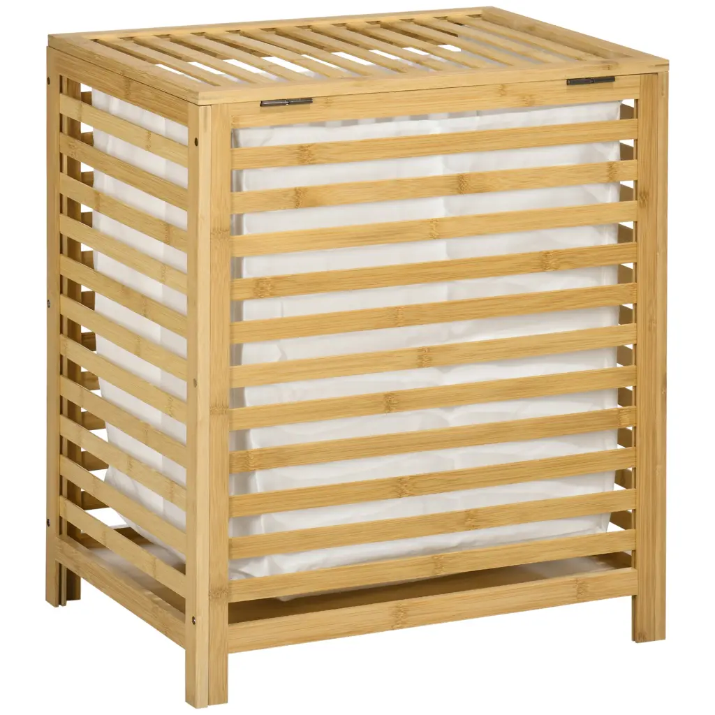 Homcom Bamboo Laundry Hamper Lid and Removable Liner aosom business