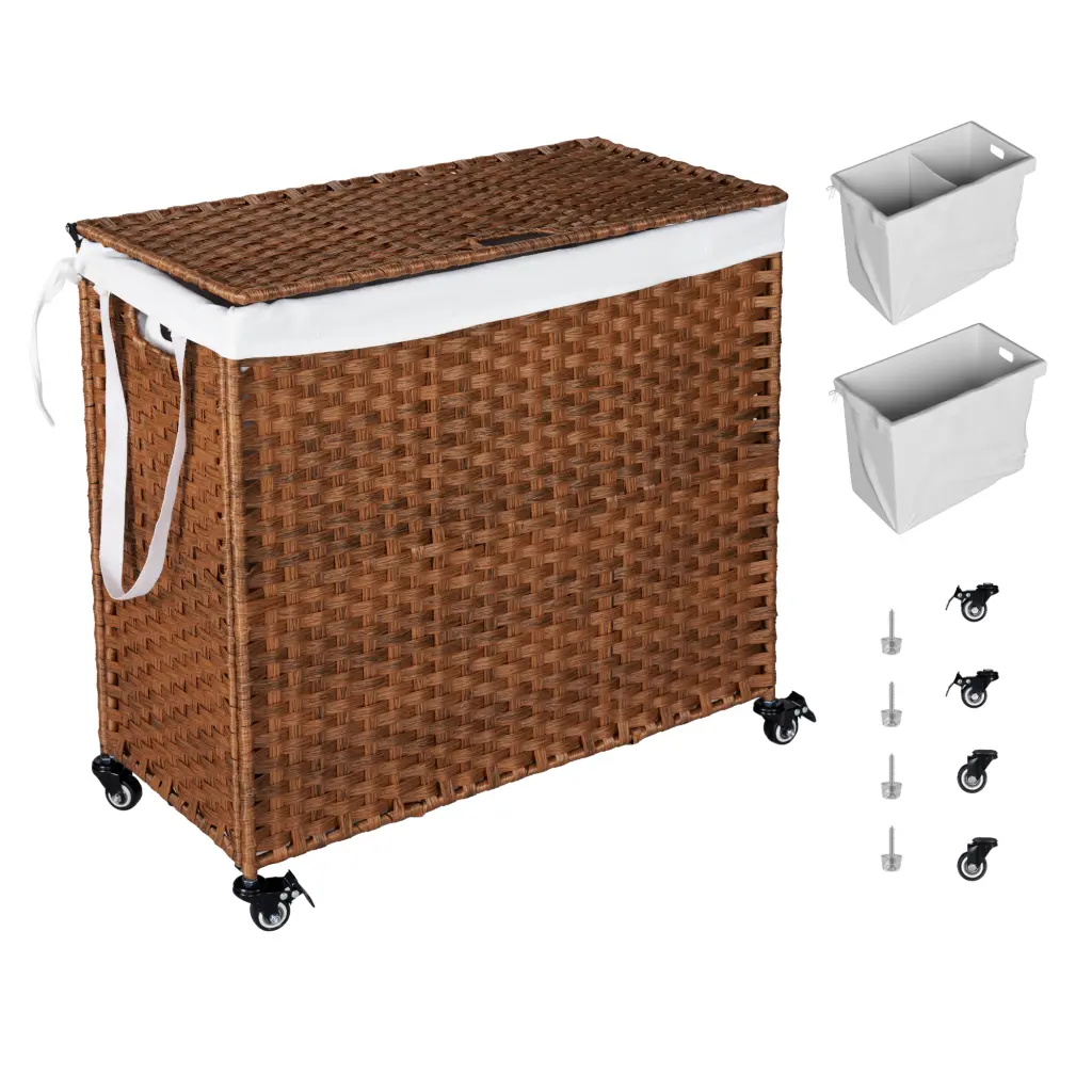 Laundry Hamper Lid and PE Rattan Powder Coating Frame beefurni