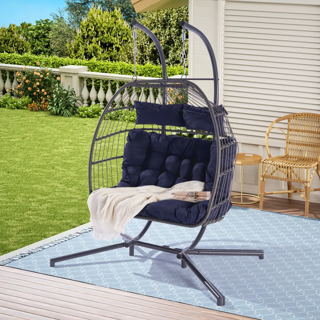 2 Person Outdoor Rattan Hanging Egg Chair Patio deeray store