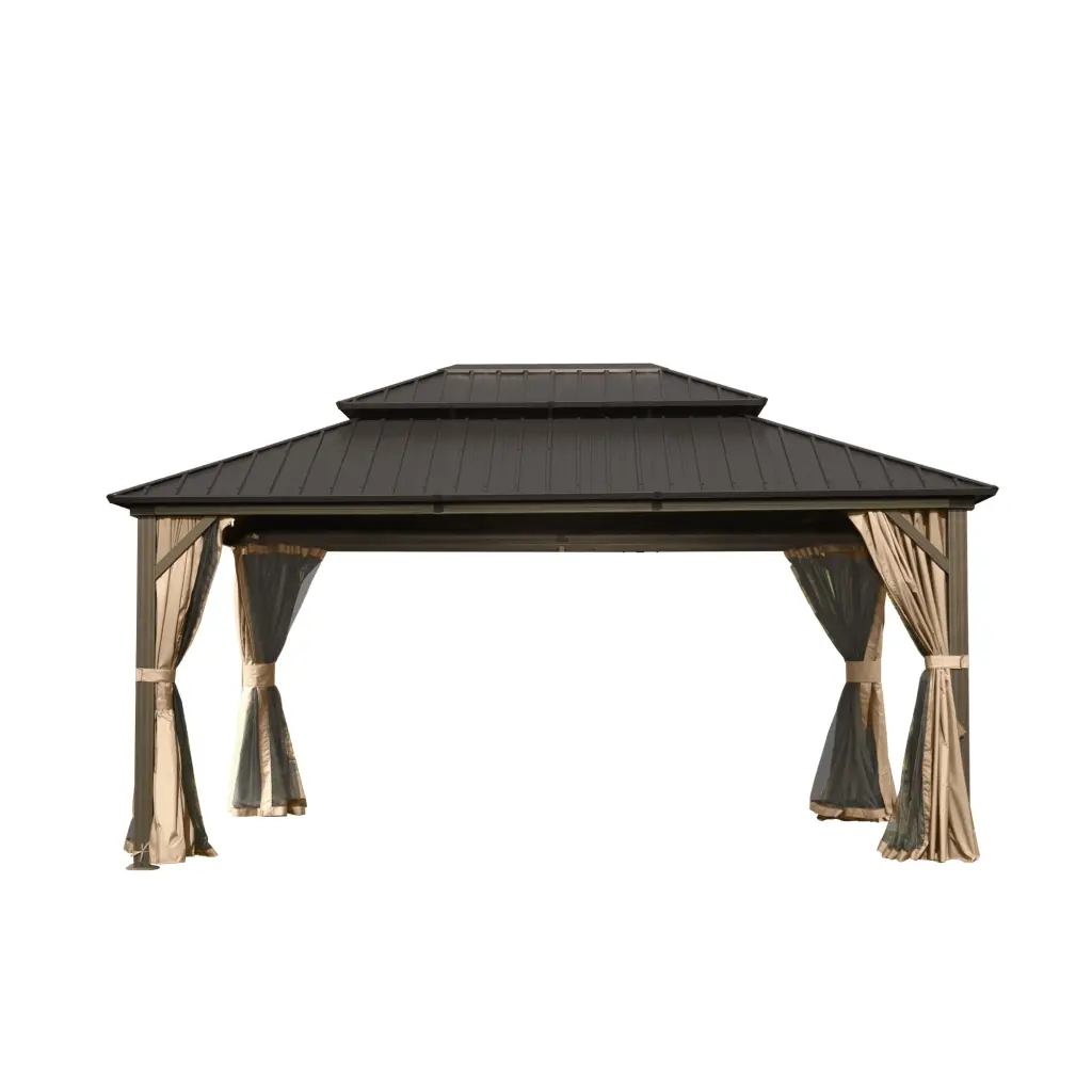 10x14 Foot Hardtop Aluminum Gazebo Galvanized Steel Frame Outdoor Use crefise patio life