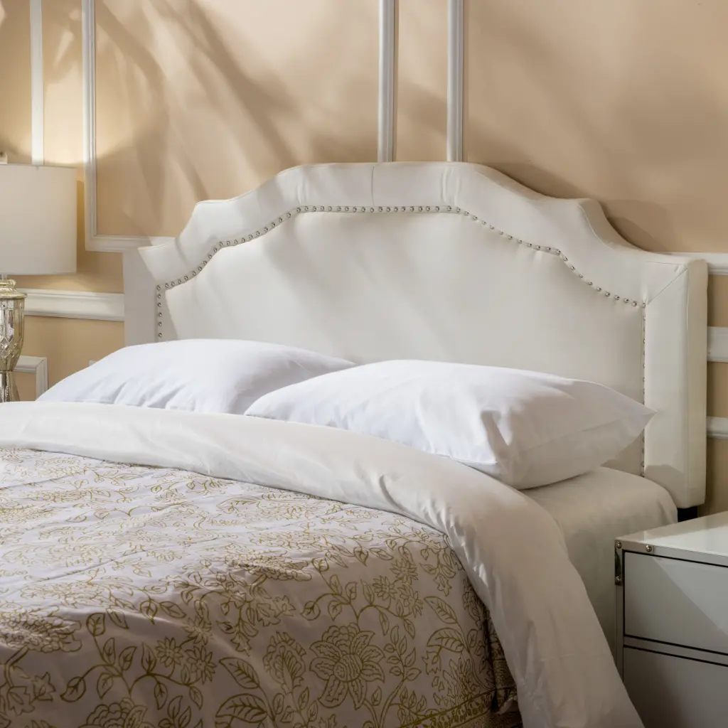 Broxton Headboard Queen Size Ivory Fabric Upholstered Bed Frame nh-sunfay