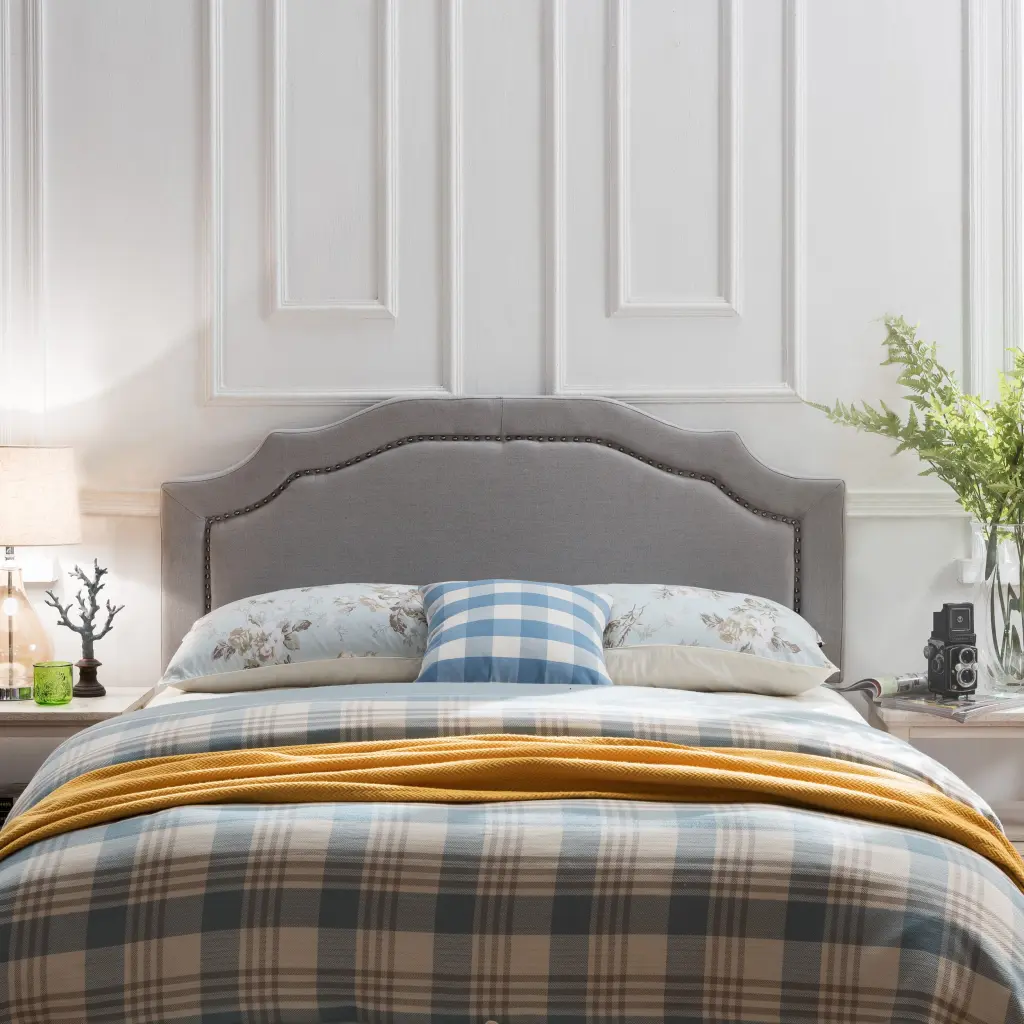 Broxton Queen Size Light Grey Fabric Headboard nh-sunfay