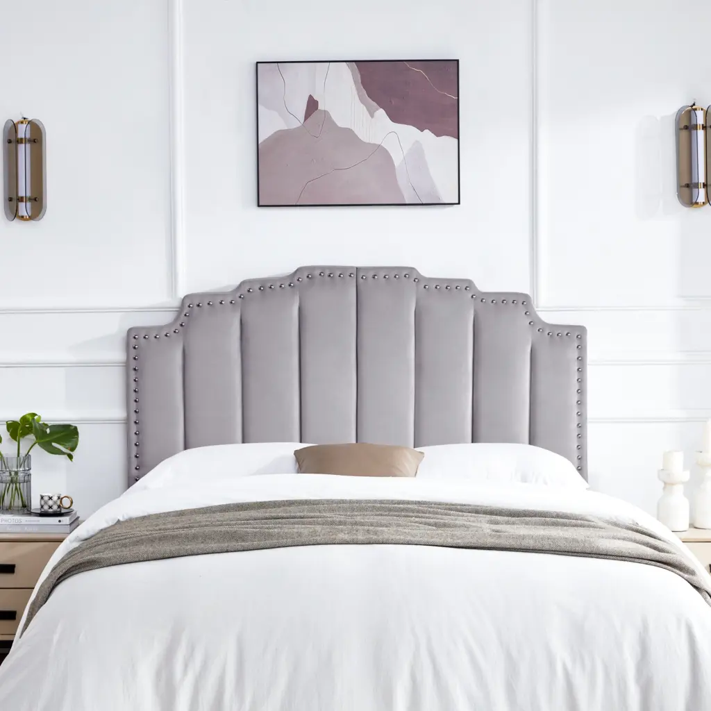 Mid Century Velvet Upholstered Tufted Headboard Queen Size Bed xichen indoor furniture co.- ltd