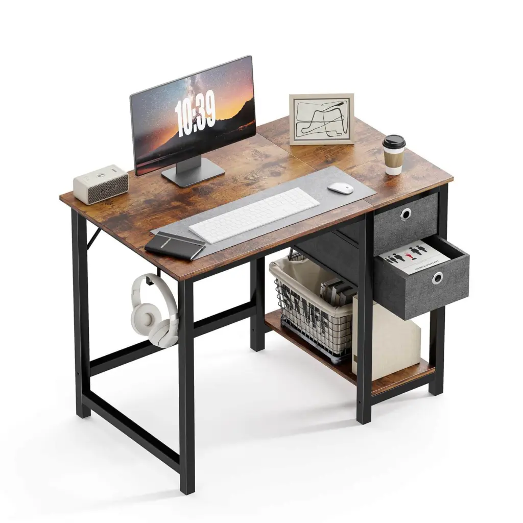 Modern Home Office Writing Desk 2 Tier Drawers and Storage w2201