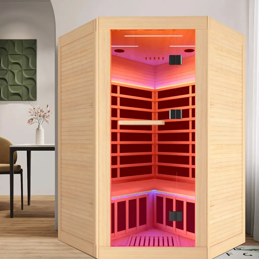 Canadian Hemlock Pentagonal Double Sauna Natural Graphite Bathroom Wooden Sauna rigo