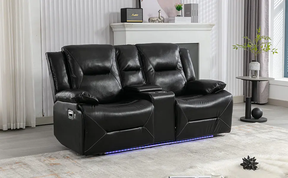 3 Seater Home Theater Recliner Manual Recliner Chair LED Light Ultimate Comfort rnb