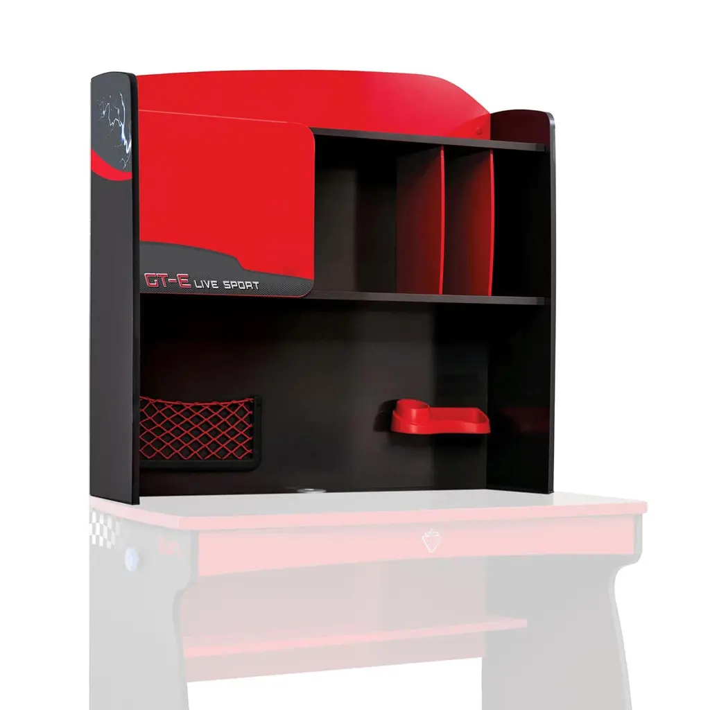 Champion Study Hutch Red Black Particle Board Desk Organizer atlas kids furniture