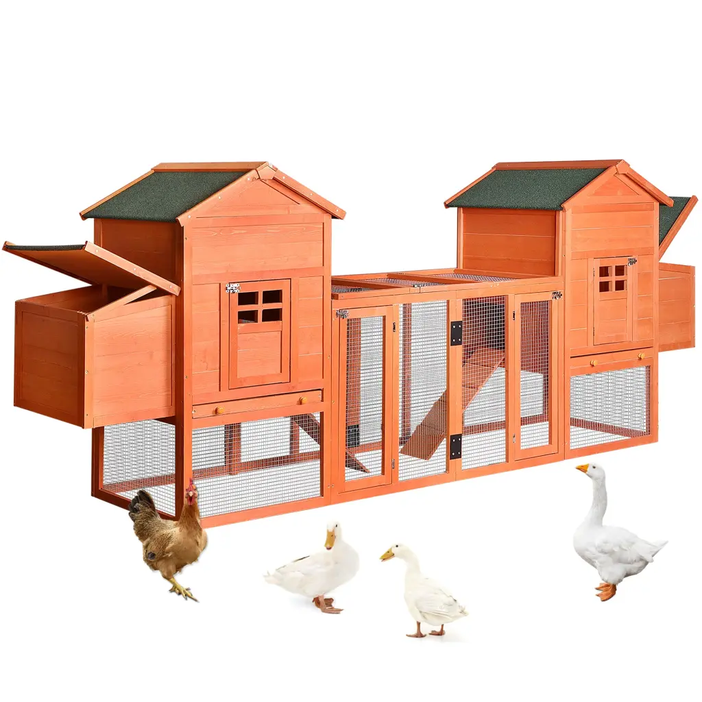 Outdoor Wooden Stylishken Coop, 124" Large Hen Cage Rabbit Hutch, Bunny House jiu ju