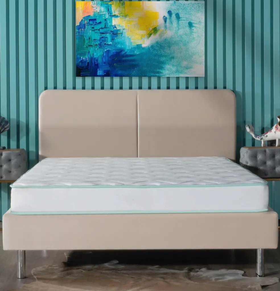 Full Size 6 Inch Medium Innerspring Hybrid Mattress White Green Foam brn sleep products
